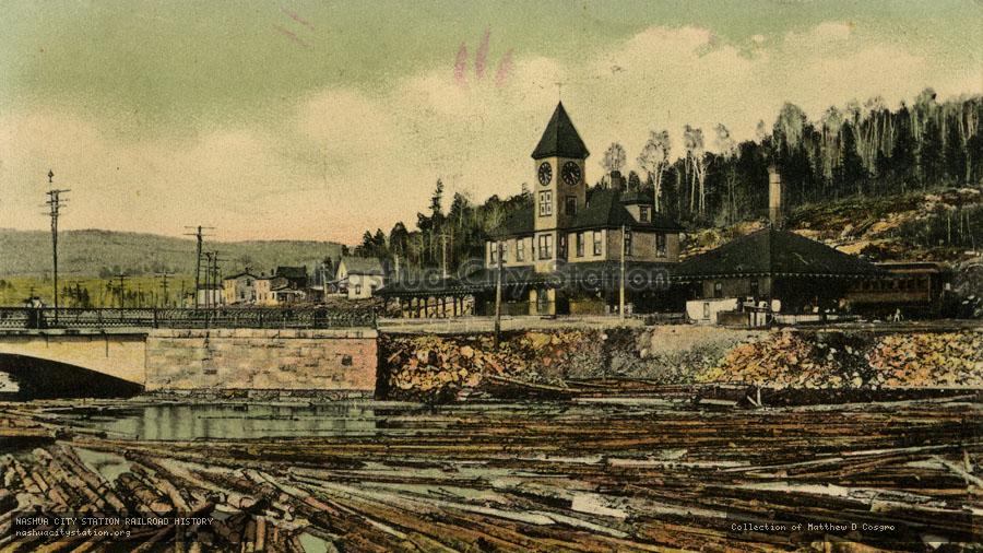 Postcard: Portland and Rumford Falls Railway Station, Rumford Falls, Maine